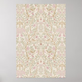 Esthetisch roze beige vogels in bomen botanisch poster (Voorkant)