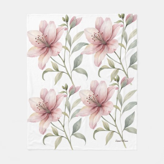 Esthetisch Roze Bloemen Fleece Deken (Voorkant)