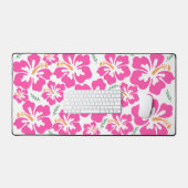 Esthetisch roze hibiscus herhalend patroon bureaumat (Keyboard & Muis)