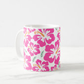 Esthetisch roze hibiscus herhalend patroon koffiemok (Voorkant links)