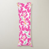 Esthetisch roze hibiscus herhalend patroon lichaamskussen (Voorkant Verticaal)
