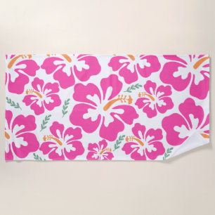 Esthetisch roze hibiscus herhalend patroon strandlaken