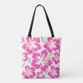 Esthetisch roze hibiscus herhalend patroon tote bag (Achterkant)