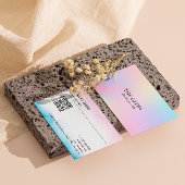 Esthetisch roze holografische iriserende QR-code Visitekaartje