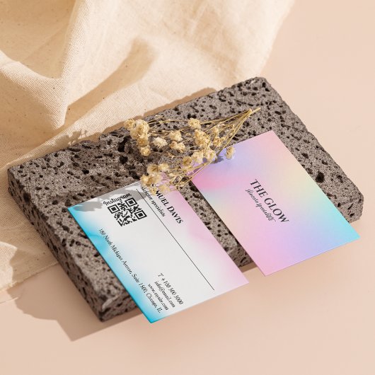 Esthetisch roze holografische iriserende QR-code Visitekaartje