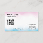 Esthetisch roze holografische iriserende QR-code Visitekaartje (Achterkant)