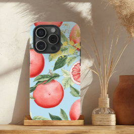 Esthetisch roze, pastelblauw en gouden grapefruit iPhone 15 case