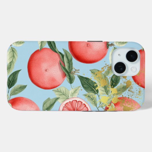 Esthetisch roze, pastelblauw en gouden grapefruit Case-Mate iPhone case (Achterkant (horizontaal))