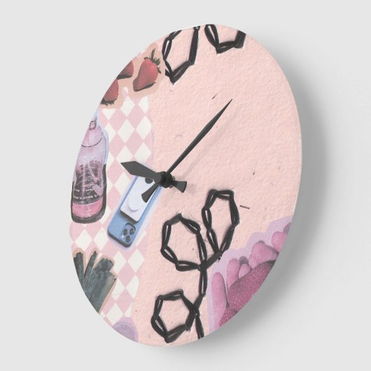 Esthetisch-roze retro abstract ontwerp grote klok (Hoek)