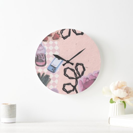 Esthetisch-roze retro abstract ontwerp grote klok (Huis)