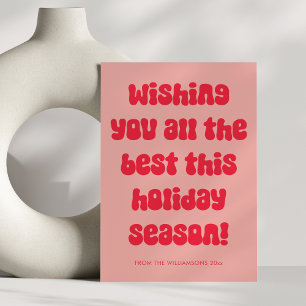 Esthetisch roze rode typografie leuk retro kerstfe feestdagenkaart