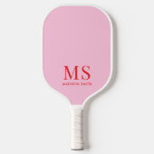 Esthetisch roze rood geruit monogram pickleball paddle (Voorkant)