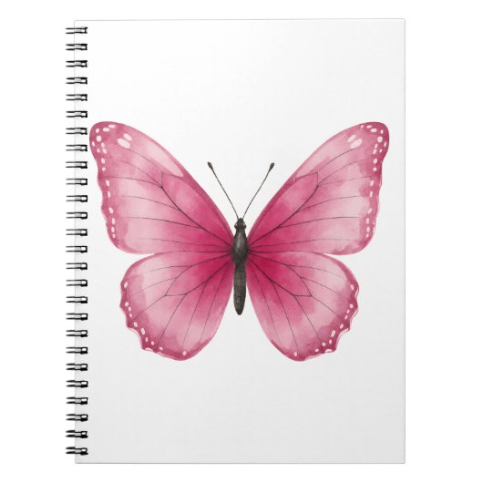 Esthetisch Roze Vlinder Spiraal Notitieboek (Voorkant)
