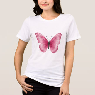 Esthetisch Roze Waterverf Vlinder T-Shirt