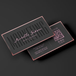 Esthetisch Roze Zwart Marketing Professional  Visitekaartje