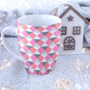Esthetisch roze & zwart modern geometrisch koffiemok