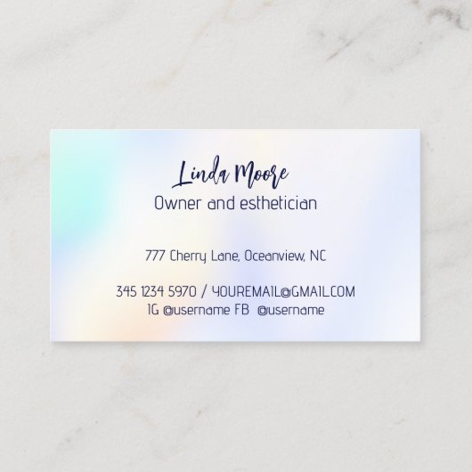 Esthetisch schoonheidshologram visitekaartje (Achterkant)