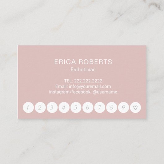 Esthetisch Skincare Blush Roze Typografie SPA Klantenkaartje (Achterkant)