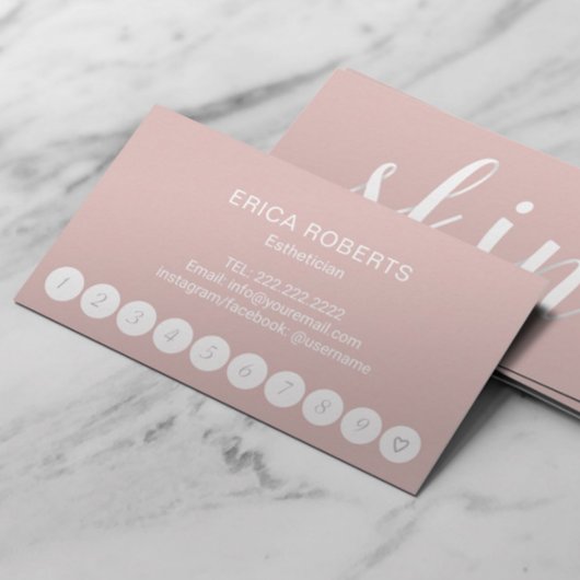 Esthetisch Skincare Blush Roze Typografie SPA Klantenkaartje