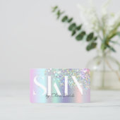 Esthetisch skincare salon holografische glitter contactkaartje (Staand voorkant)