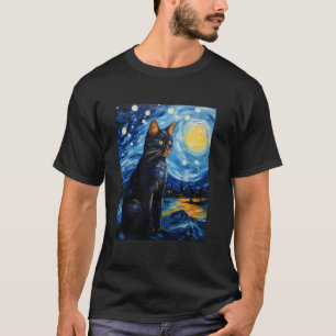 Esthetisch Surrealisme Sterrennacht Cyprus Kat T-shirt