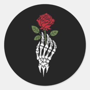 Esthetisch Tattoo Red Rose Skeleton Flower voor ki Ronde Sticker