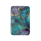 Esthetisch Turquoise & Goud Stromend Marmer Badmat (Voorkant Verticaal)