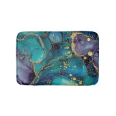 Esthetisch Turquoise & Goud Stromend Marmer Badmat (Voorkant)
