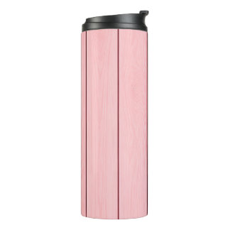 Esthetisch verticaal houtpatroon roze kleur thermosbeker