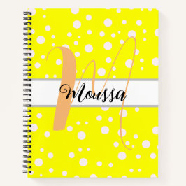 Esthetisch wit-gele kleur - Cute naammonogram Notitieboek