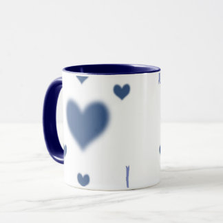 Esthetisch zachte blauwe vervaagde hartpatroon twe mok