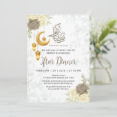 Esthetisch zachte grijze bloemige Ramadan Iftar-di Kaart (Staand voorkant)