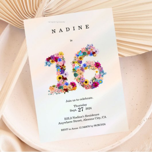 Esthetisch zoet 16 Verjaardag Uitnodiging Modern 1