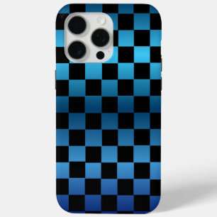 Esthetisch zwart en blauw schaakbord retro iPhone 15 pro max hoesje