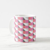 esthetisch zwart en roze geometrisch modern patroo koffiemok (Voorkant links)