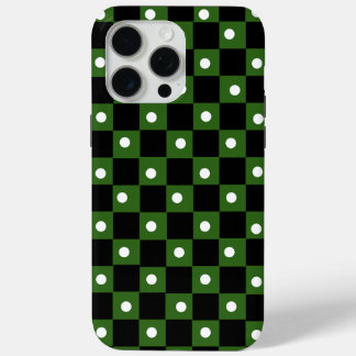 Esthetisch zwart groen dambordpatroon met retro st iPhone 15 pro max hoesje