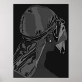 Esthetisch Zwart man met durag zwart en wit kunst Poster (Voorkant)