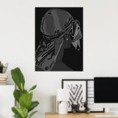 Esthetisch Zwart man met durag zwart en wit kunst Poster (Thuiskantoor)