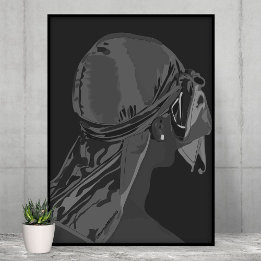 Esthetisch Zwart man met durag zwart en wit kunst Poster