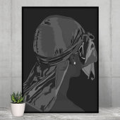 Esthetisch Zwart man met durag zwart en wit kunst Poster