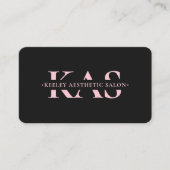 Esthetisch zwart roze schoonheidsmonogram QR Visitekaartje (Voorkant)