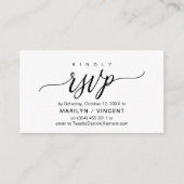 Esthetisch zwart script, bruiloft RSVP reageren Informatiekaartje (Voorkant)