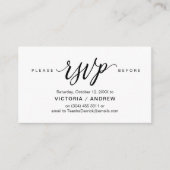 Esthetisch zwart script, partij RSVP reageren Informatiekaartje (Voorkant)