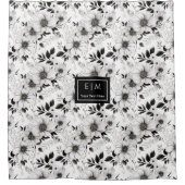 Esthetisch zwart-wit bloemen gordijn voor de douch (Voorkant)