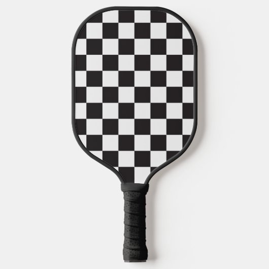 Esthetisch zwart-wit geruit retro monogram pickleball paddle (Voorkant)