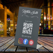 Esthetisch Zwart Wit Grijs Grijs QR Code Reclamebord Met Voetstuk