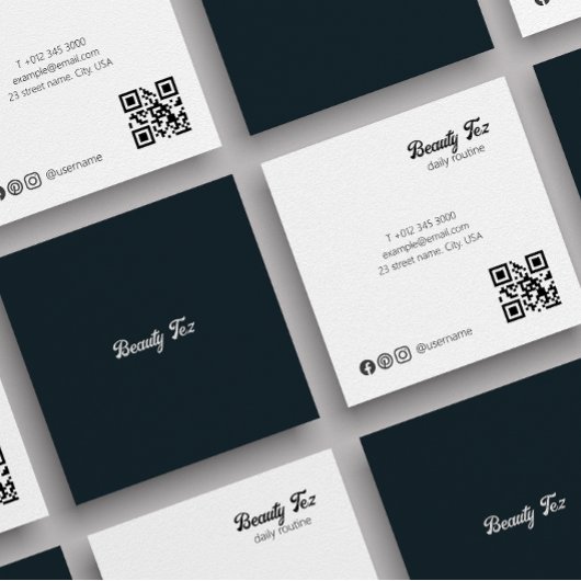 Esthetisch Zwart Wit Grijs Grijs QR Code Vierkante Visitekaartje