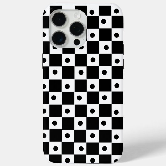 Esthetisch zwart-wit schaakbord met retro stippen Case-Mate iPhone case (Achterkant)