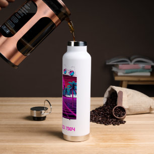 Esthetische 1980s Vaporwave Sublimatie Ontwerp Waterfles