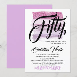 Esthetische Amethist Paarse glitter Moderne verjaa Kaart